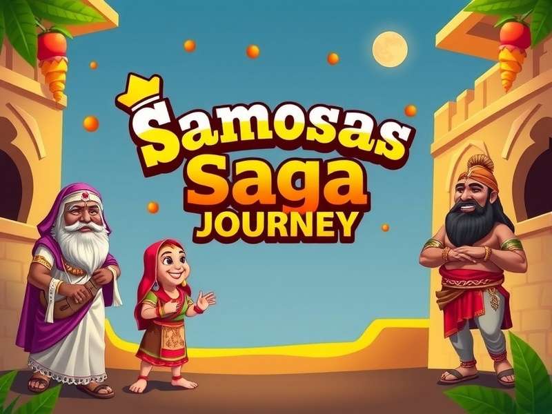 Samosas Saga Journey game banner featuring colorful Indian characters